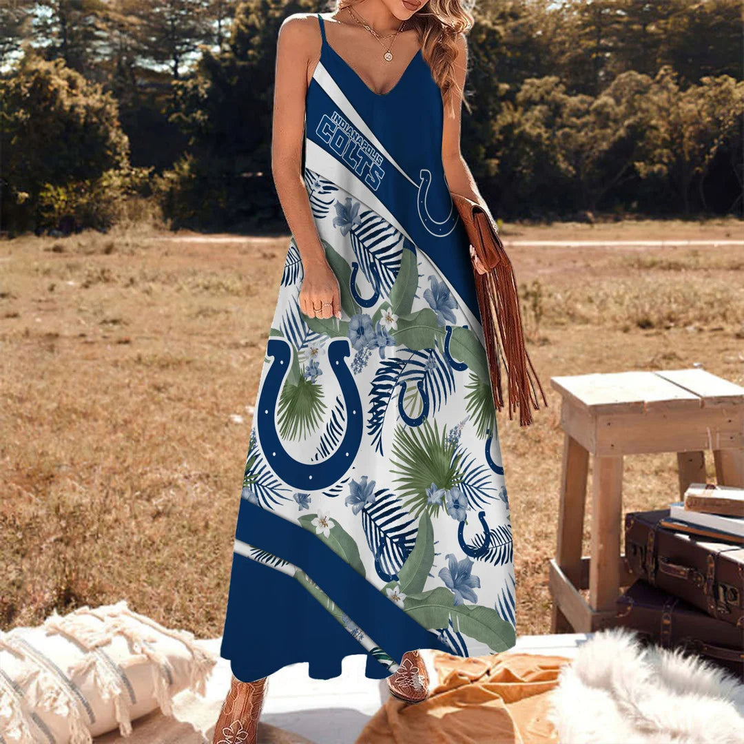 LIMITED RUN - NEW CUSTOMED NFL17 IDC ID COLTS HAWAIIAN LONG DRESS