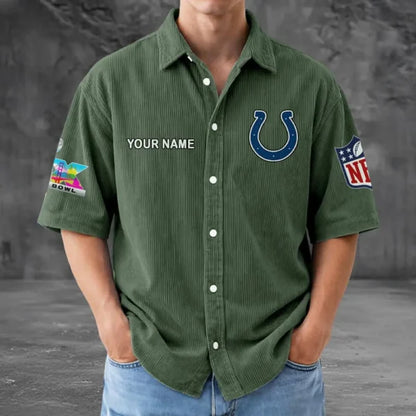 LIMITED EDITION - NEW CUSTOMIZED NFL17 IDC INDIANAPOLIS COLTS SEERSUCKER BUTTON SHIRT