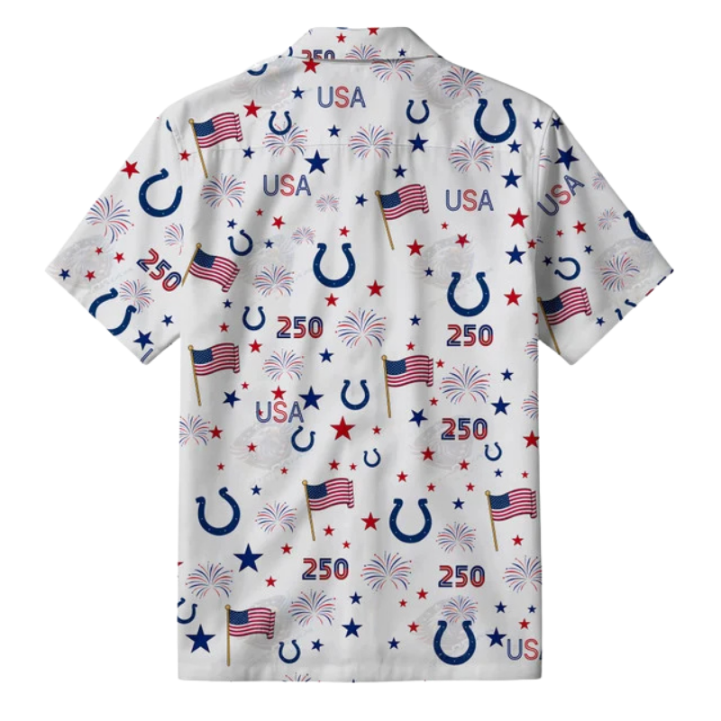 LIMITED EDITION - NEW CUSTOMIZED NFL17 IDC INDIANAPOLIS COLTS PATRIOTIC 250 USA HAWAIIAN SHIRT