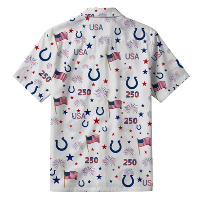 LIMITED EDITION - NEW CUSTOMIZED NFL17 IDC INDIANAPOLIS COLTS PATRIOTIC 250 USA HAWAIIAN SHIRT