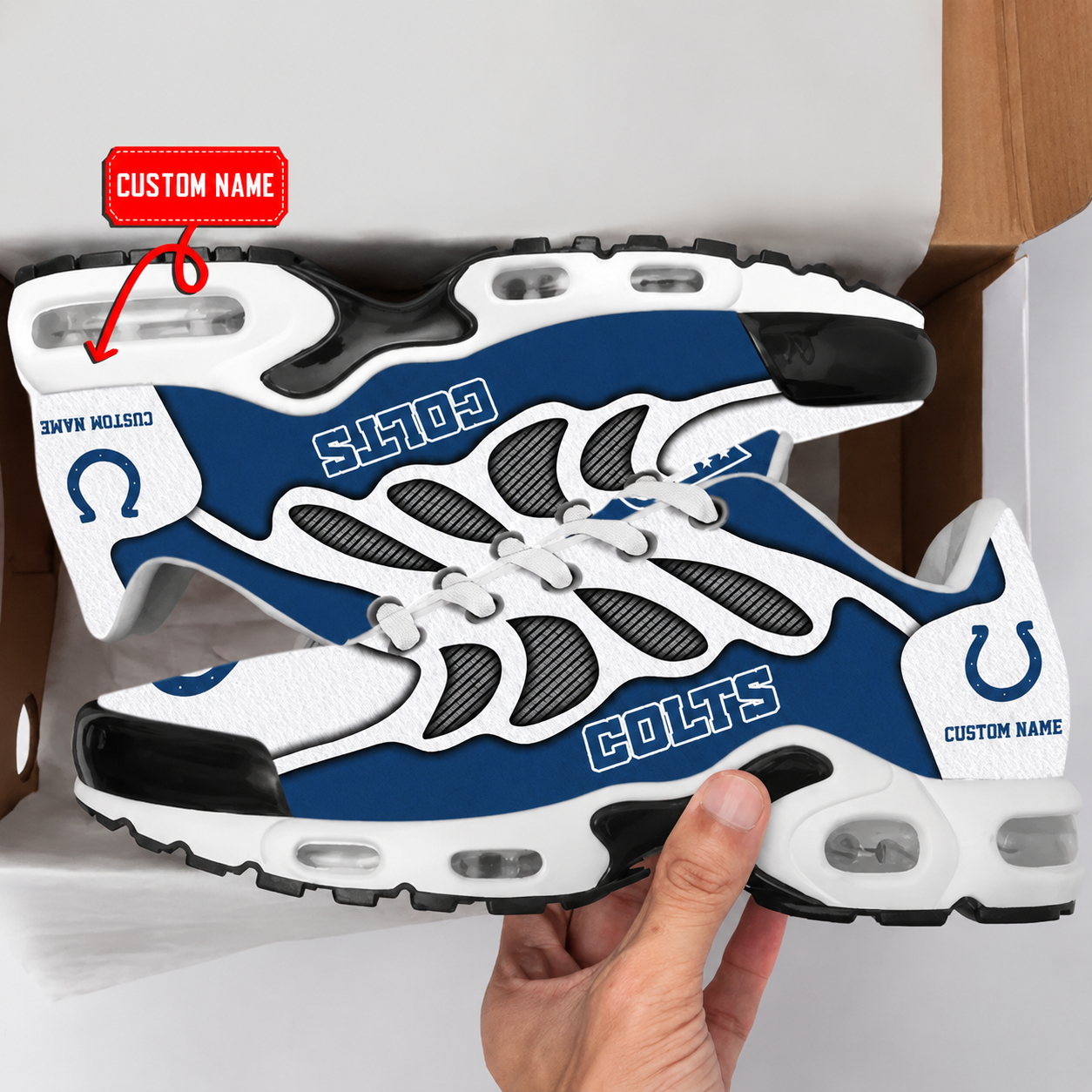 LIMITED EDITION - NEW CUSTOMIZED NFL17 IDC INDIANAPOLIS COLTS AIR MAX PLUS SNEAKERS