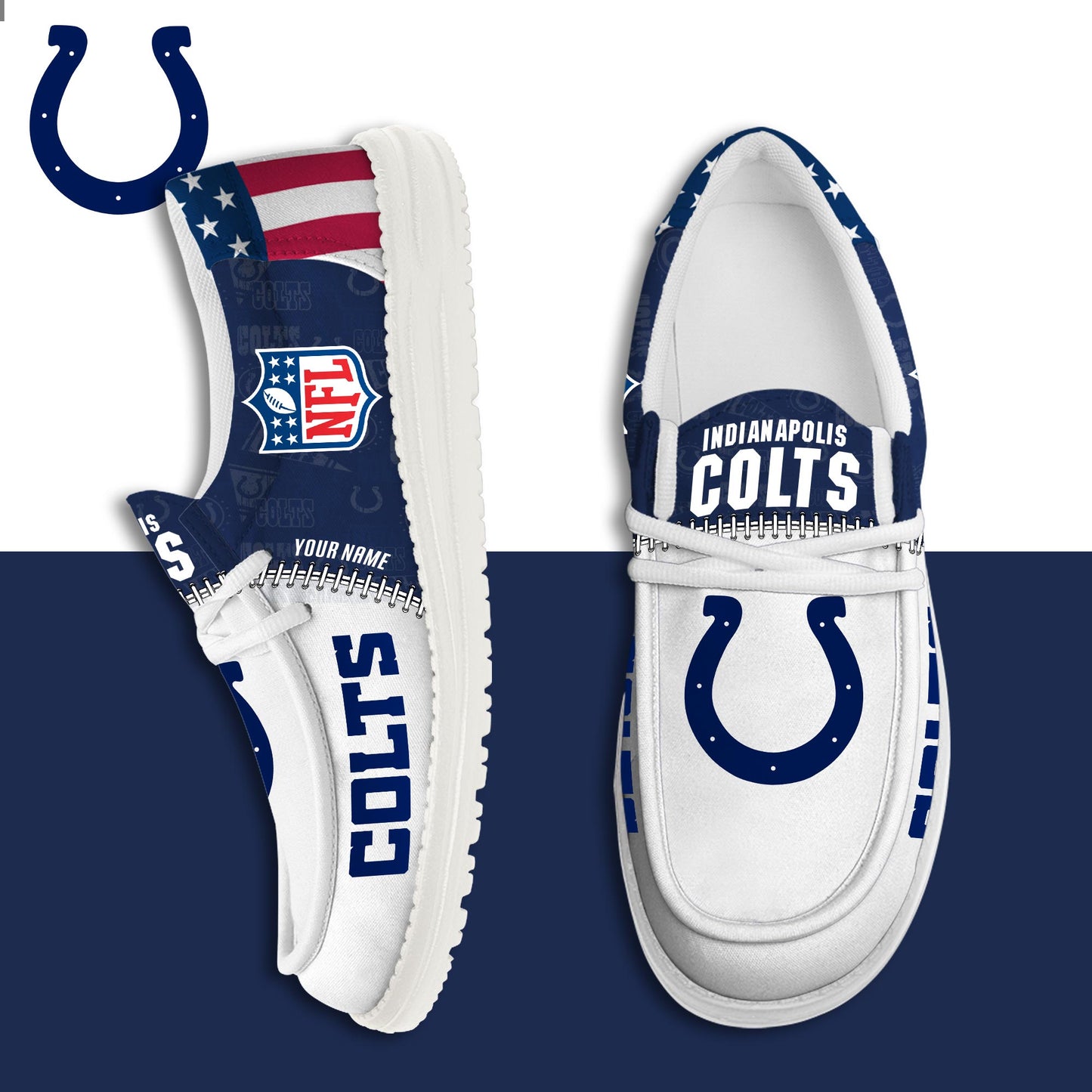 LIMITED EDITION - NEW CUSTOMIZED NFL17 IDC INDIANAPOLIS COLTS LOAFER SHOES