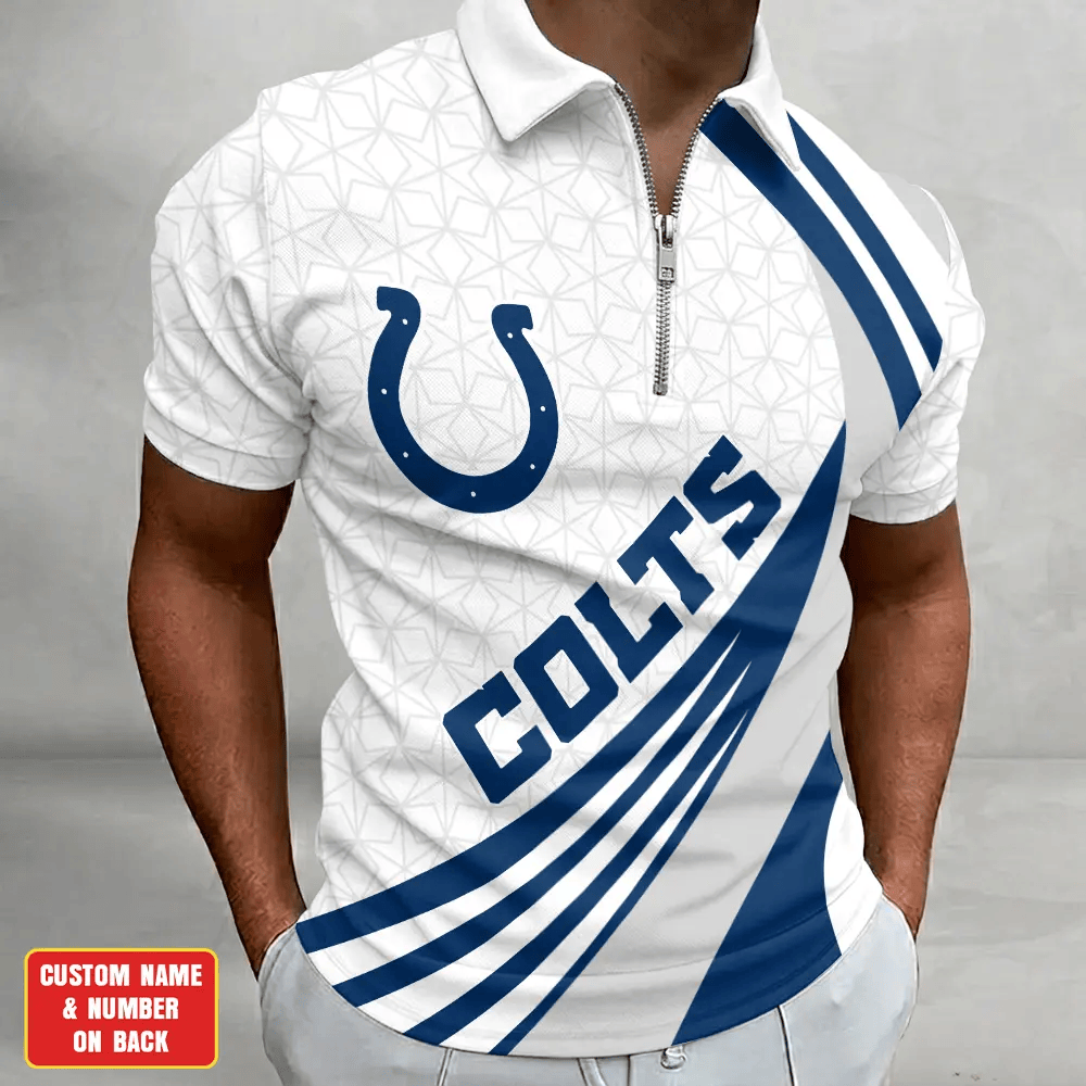 [SPECIAL OFFER] NEW CUSTOMIZED NFL17 IDC INDIANAPOLIS COLTS ZIP POLO SHIRT