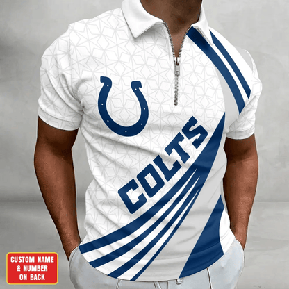 [SPECIAL OFFER] NEW CUSTOMIZED NFL17 IDC INDIANAPOLIS COLTS ZIP POLO SHIRT