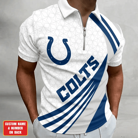 [SPECIAL OFFER] NEW CUSTOMIZED NFL17 IDC INDIANAPOLIS COLTS ZIP POLO SHIRT