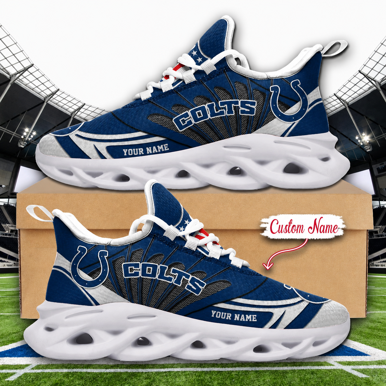 LIMITED EDITION - NEW CUSTOMIZED NFL17 IDC INDIANAPOLIS COLTS UNISEX CLUNKY SNEAKERS