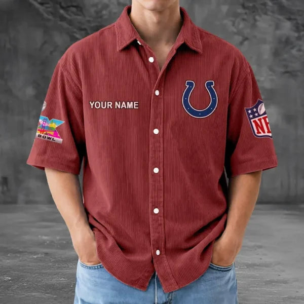 LIMITED EDITION - NEW CUSTOMIZED NFL17 IDC INDIANAPOLIS COLTS SEERSUCKER BUTTON SHIRT