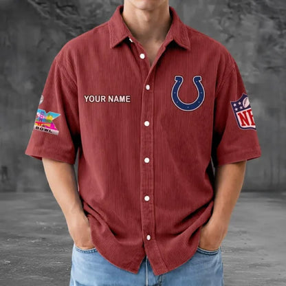 LIMITED EDITION - NEW CUSTOMIZED NFL17 IDC INDIANAPOLIS COLTS SEERSUCKER BUTTON SHIRT