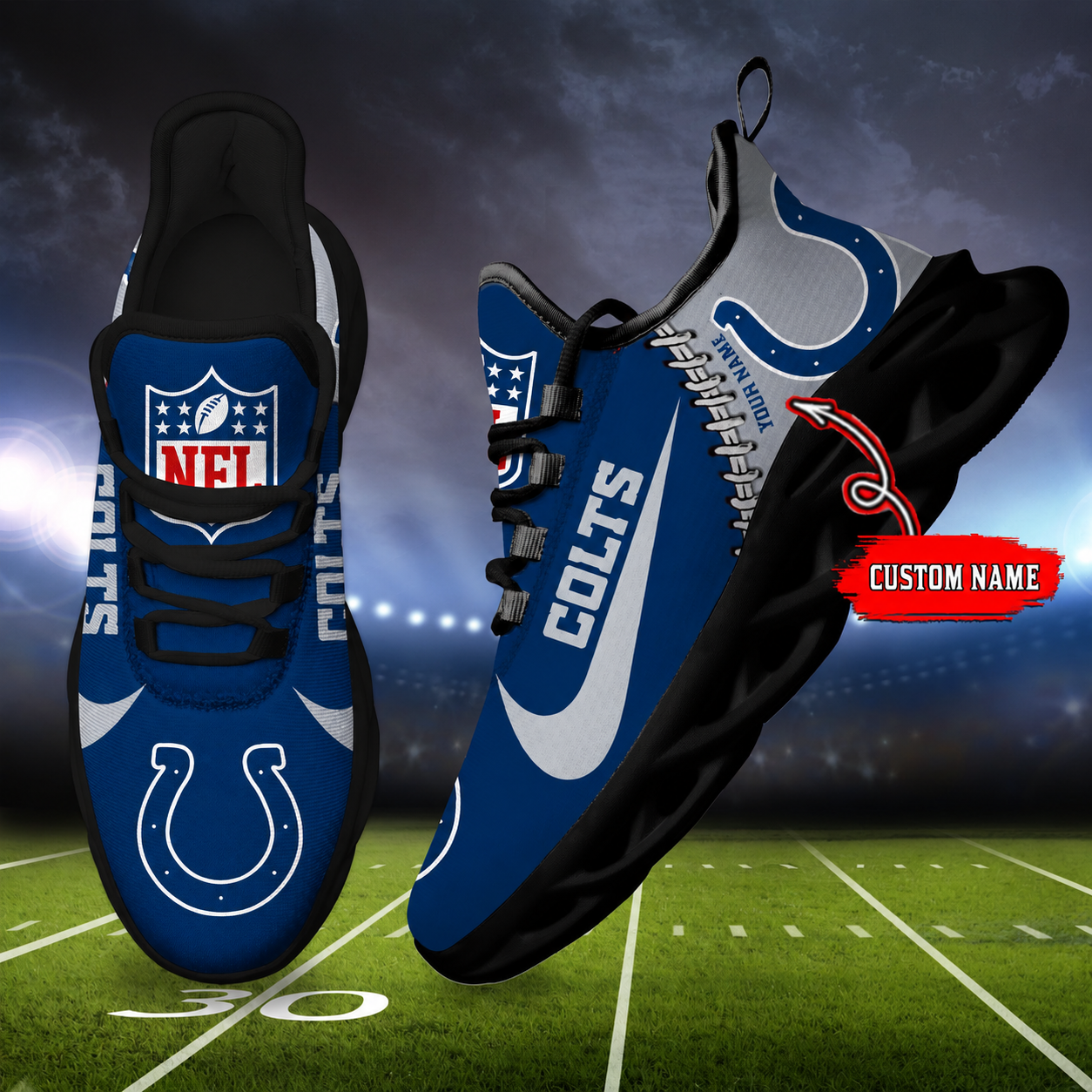 LIMITED EDITION - NEW CUSTOMIZED NFL17 IDC INDIANAPOLIS COLTS UNISEX MAX SOUL SHOES