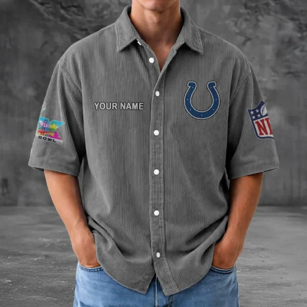 LIMITED EDITION - NEW CUSTOMIZED NFL17 IDC INDIANAPOLIS COLTS SEERSUCKER BUTTON SHIRT