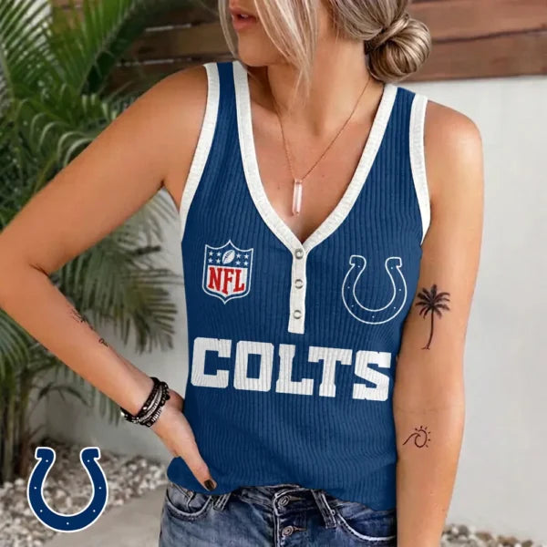 [SPECIAL OFFER] NEW CUSTOMIZED NFL17 IDC INDIANAPOLIS COLTS WOMEN'S V-NECK TANK TOP