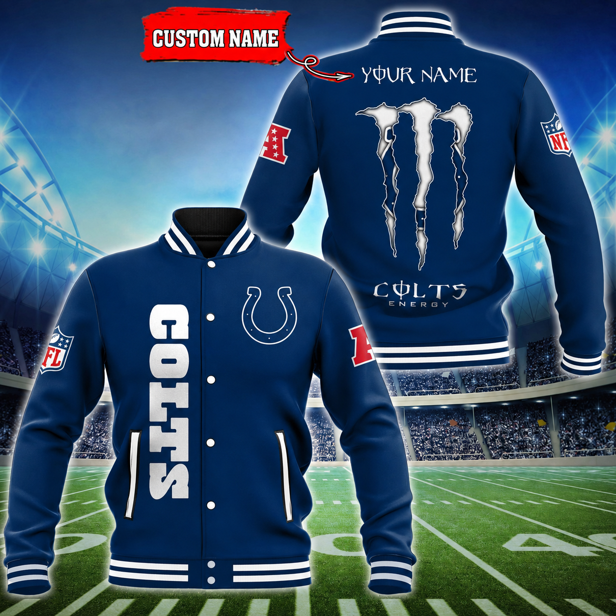 LIMITED EDITION - NEW CUSTOMIZED NFL17 IDC INDIANAPOLIS COLTS SATIN VARSITY & BASEBALL JACKET