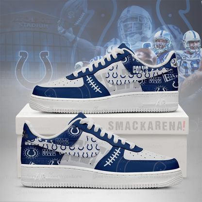 LIMITED EDITION - NEW CUSTOMIZED NFL17 IDC ID COLTS AF1 SNEAKERS