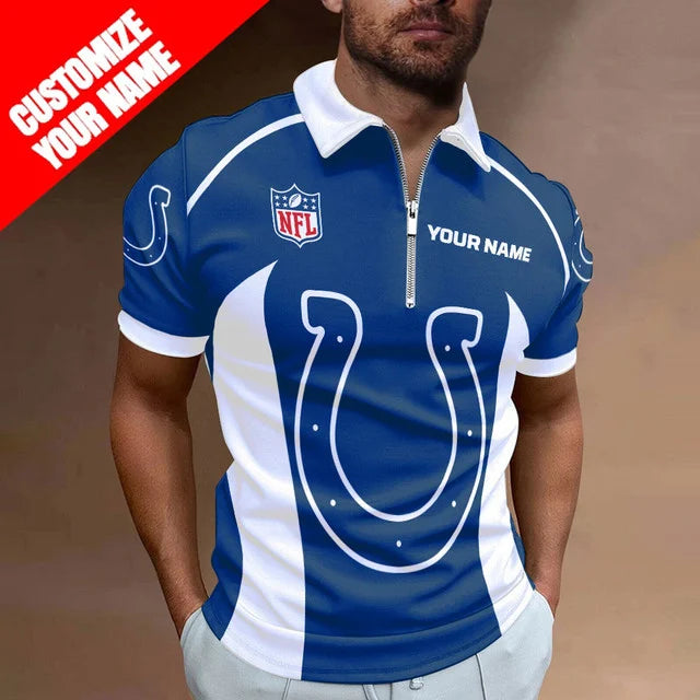 LIMITED EDITION - NEW CUSTOMIZED NFL17 IDC INDIANAPOLIS COLTS ZIP POLO SHIRT
