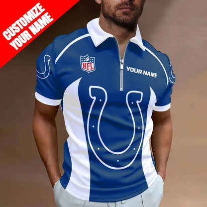 LIMITED EDITION - NEW CUSTOMIZED NFL17 IDC INDIANAPOLIS COLTS ZIP POLO SHIRT