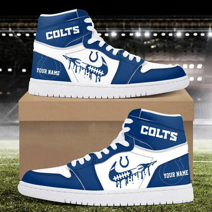 LIMITED EDITION - NEW CUSTOMIZED NFL17 IDC INDIANAPOLIS COLTS AIR JORDAN SNEAKERS