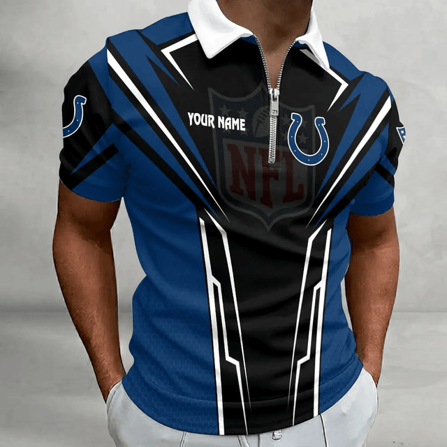 [SPECIAL OFFER] NEW CUSTOMIZED NFL17 IDC INDIANAPOLIS COLTS ZIP POLO SHIRT
