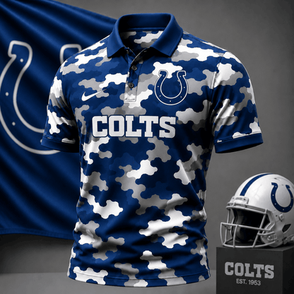 [SPECIAL OFFER] NEW CUSTOMIZED NFL17 IDC INDIANAPOLIS COLTS CAMO POLO SHIRT