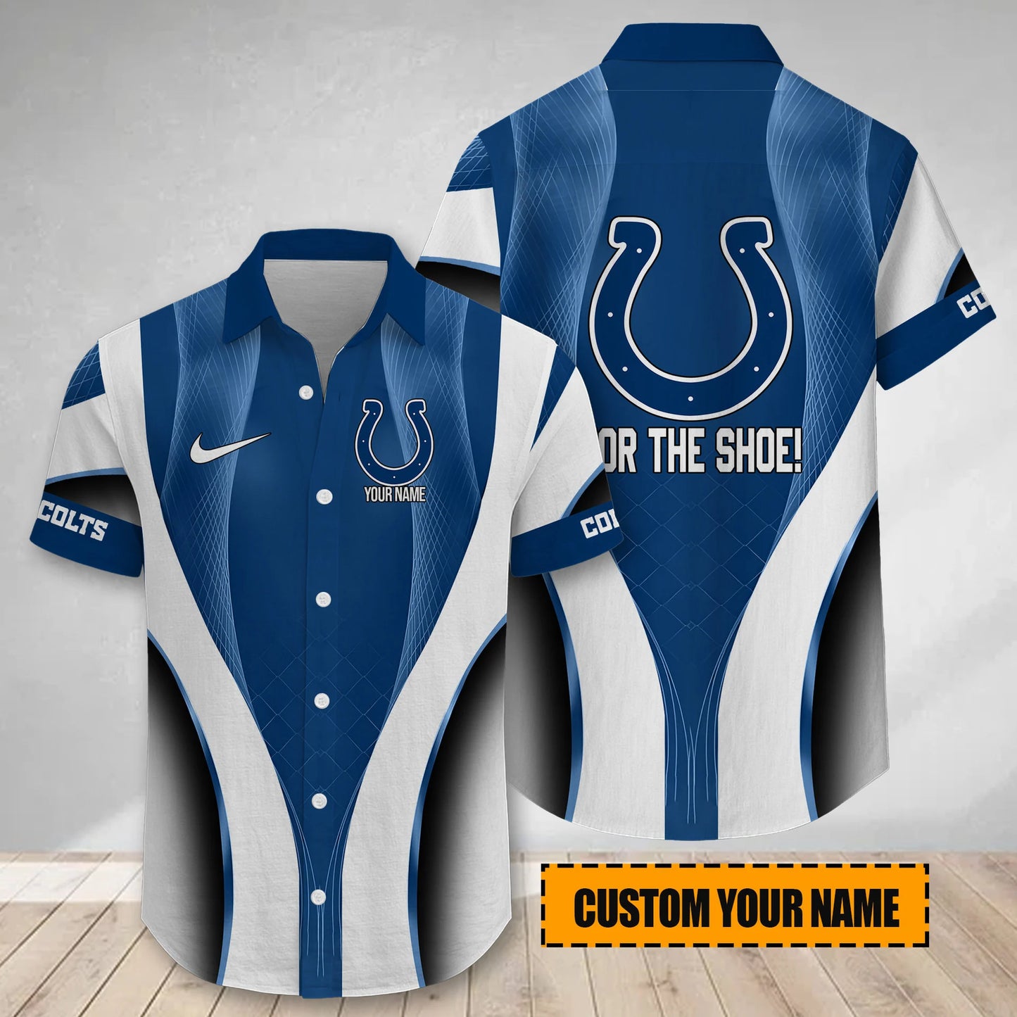 LIMITED EDITION - NEW CUSTOMIZED NFL17 IDC INDIANAPOLIS COLTS SHORT SLEEVE BUTTON-UP SHIRT