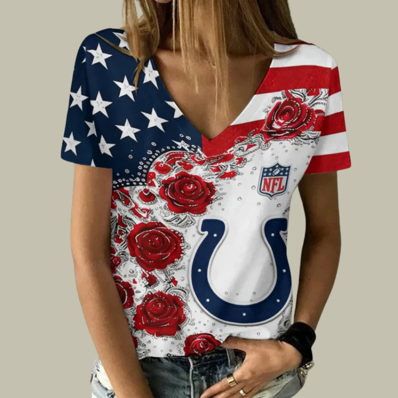 [SPECIAL OFFER] NEW CUSTOMIZED NFL17 IDC INDIANAPOLIS COLTS V-NECK FEMALE SHIRT