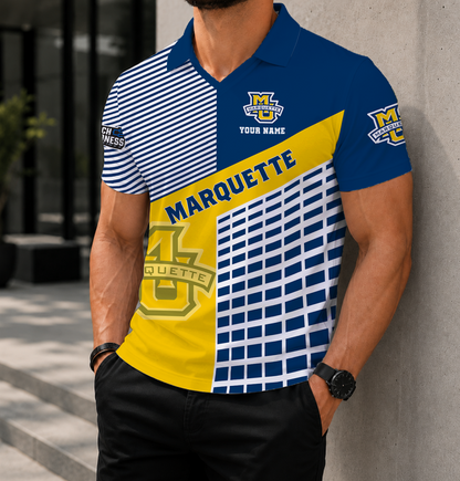 VIRAL EDITION - NEW CUSTOMIZED NCAA MAM17 MGE MARQUETTE GOLDEN EAGLES POLO SHIRT
