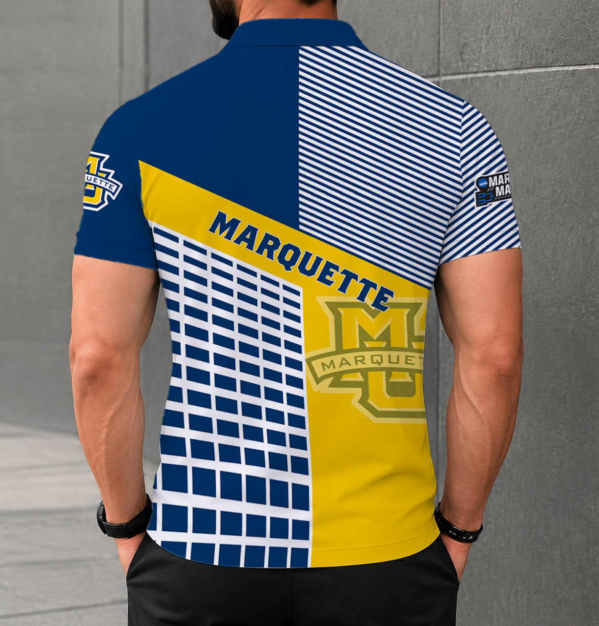 VIRAL EDITION - NEW CUSTOMIZED NCAA MAM17 MGE MARQUETTE GOLDEN EAGLES POLO SHIRT