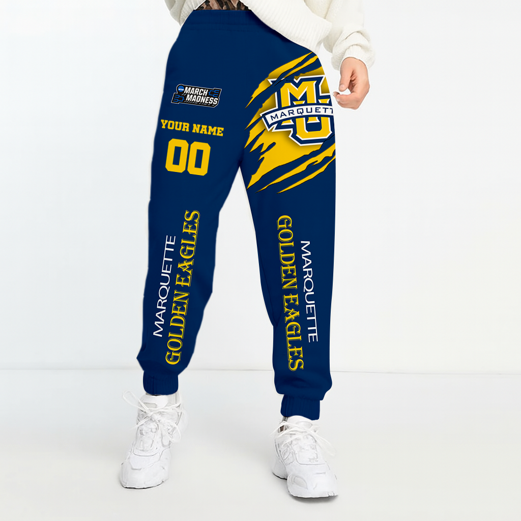 LIMITED EDITION - NEW CUSTOMIZED NCAA FBS17 MGE MARQUETTE GOLDEN EAGLES UNISEX LONG PANTS