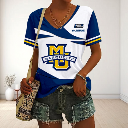 LIMITED DROP - NEW CUSTOMIZED | NCAA MAM17 MGE MA GOLDEN EAGLES V-NECK FEMALE SHIRT