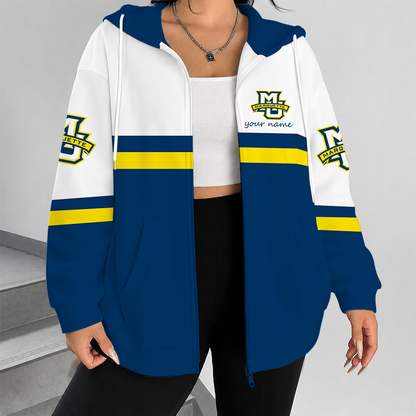 [FAN FAVORITE] NEW CUSTOMIZED NCAA MAM17 MGE MARQUETTE GOLDEN EAGLES STRAPPY ZIP HOODIE
