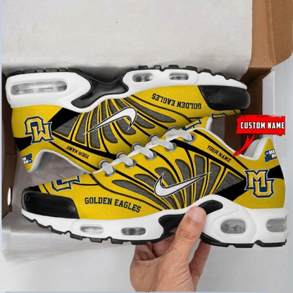 LIMITED EDITION - NEW CUSTOMIZED MAM NCAA17 MGE MA GOLDEN EAGLES UNISEX AIR MAX PLUS SNEAKERS