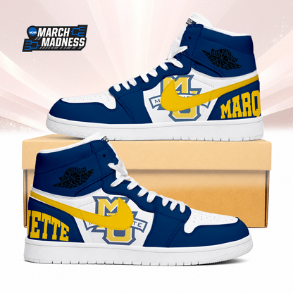 LIMITED EDITION - NEW CUSTOMIZED NCAA MAM17 MGE MARQUETTE GOLDEN EAGLES AIR JORDAN SNEAKERS