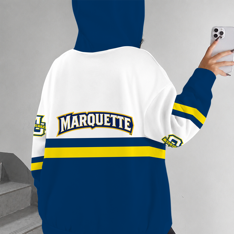 [FAN FAVORITE] NEW CUSTOMIZED NCAA MAM17 MGE MARQUETTE GOLDEN EAGLES STRAPPY ZIP HOODIE