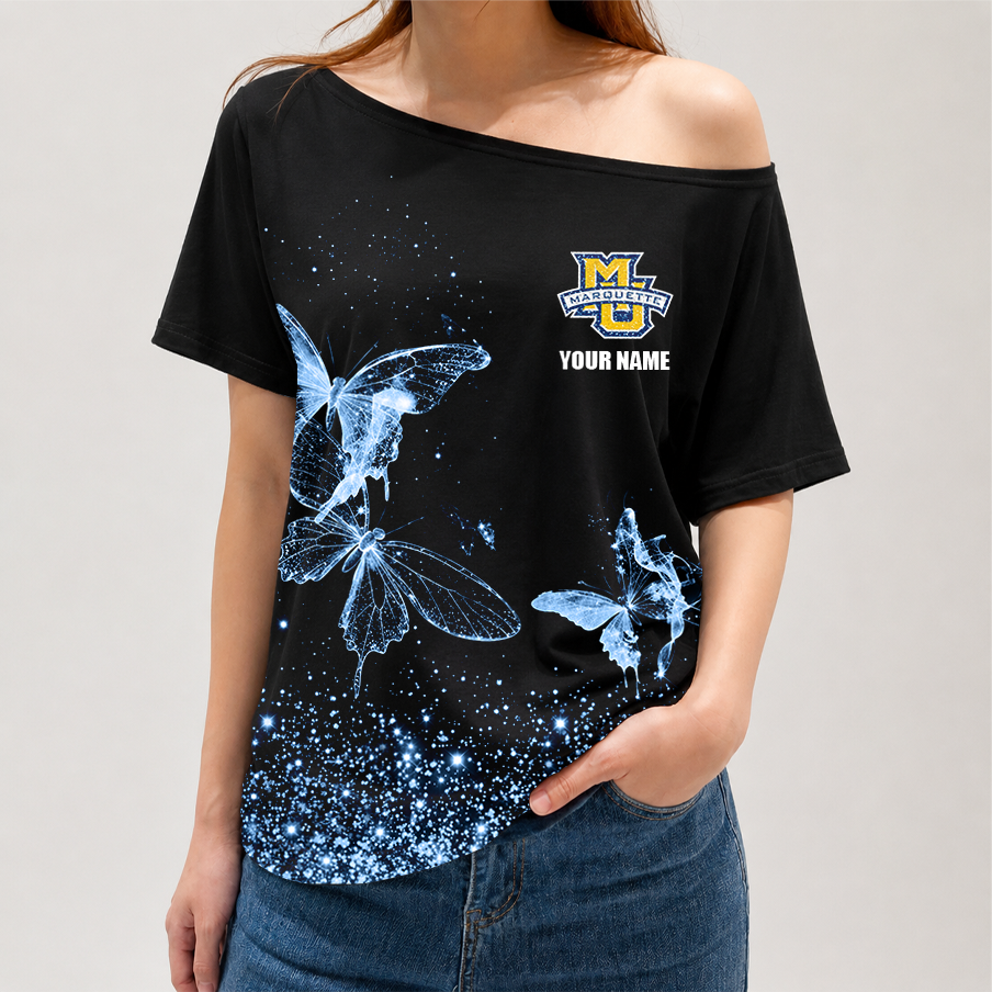 [FAN FAVORITE] NEW CUSTOMIZED NCAA MAM17 MGE MARQUETTE GOLDEN EAGLES STRAPPY OFF-SHOULDER SHIRT