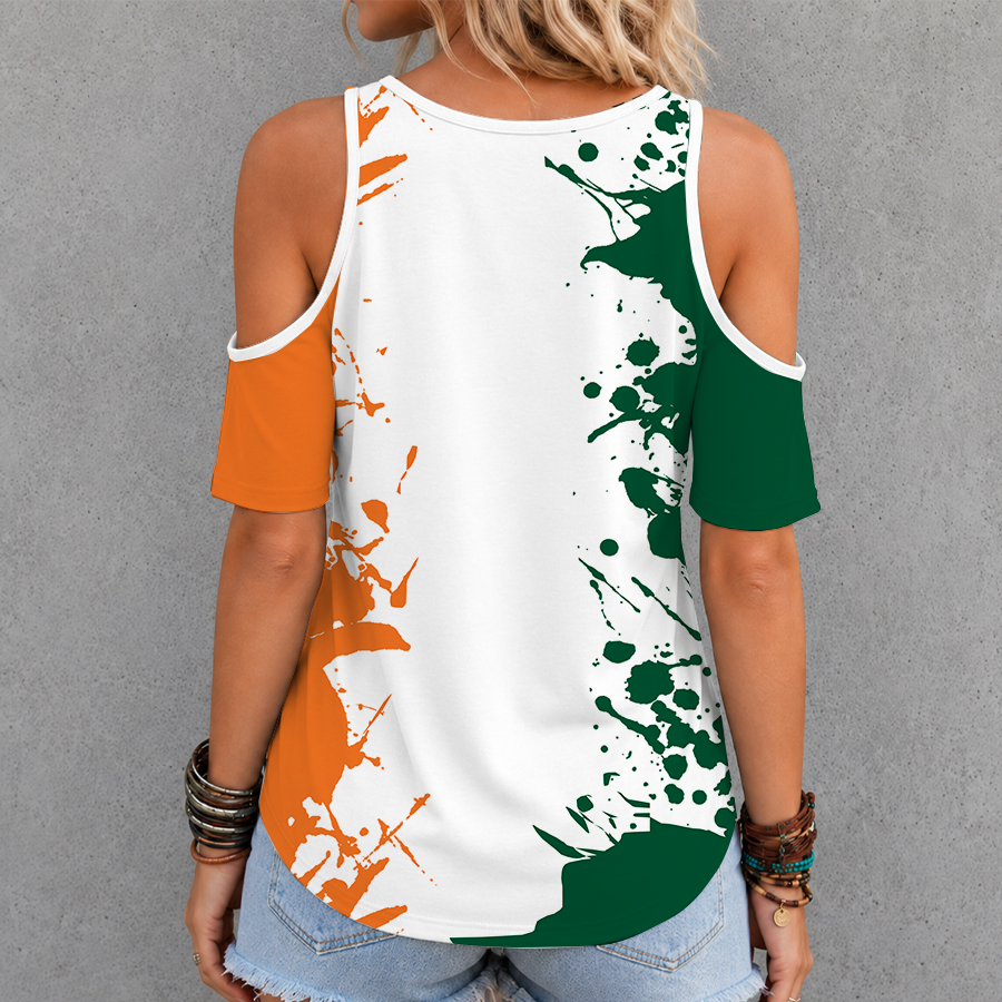 [FAN FAVORITE] NEW CUSTOMIZED NCAA FBS17 MIH MIAMI HURRICANES CRISS CROSS V-NECK TOP