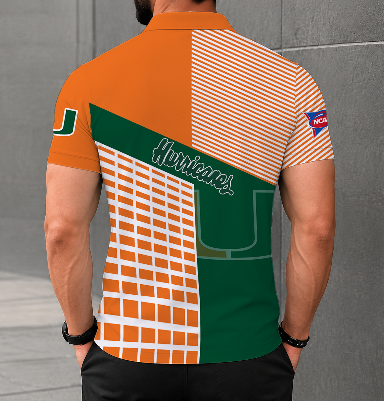 VIRAL EDITION - NEW CUSTOMIZED NCAA FBS17 MIH MIAMI HURRICANES POLO SHIRT