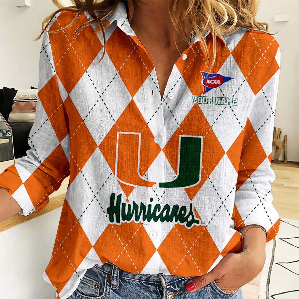 LIMITED DROP - NEW CUSTOMIZED | NCAA FBS17 MIH MI HURRICANES WOMEN CASUAL SHIRT FOR FAN