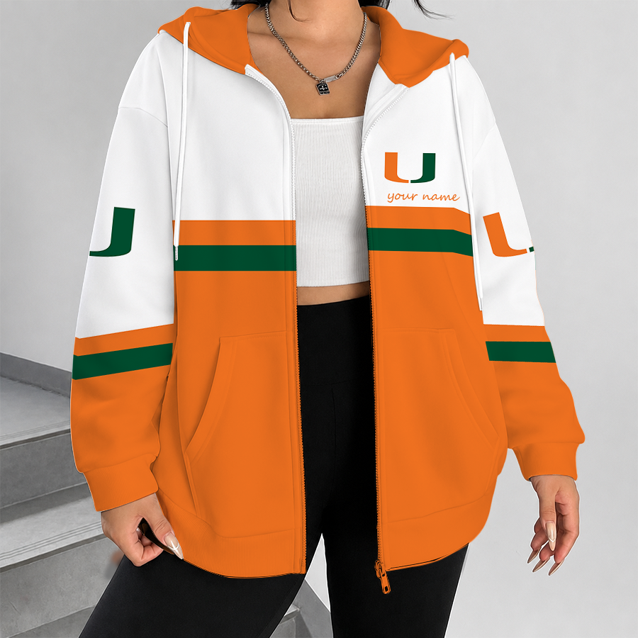 [FAN FAVORITE] NEW CUSTOMIZED NCAA FBS17 MIH MIAMI HURRICANES ZIP HOODIE