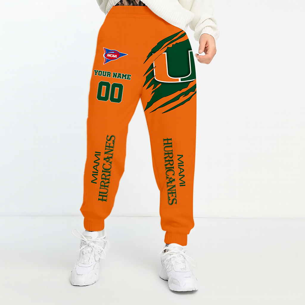 LIMITED EDITION - NEW CUSTOMIZED NCAA FBS17 MIH MIAMI HURRICANES UNISEX LONG PANTS