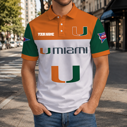 EXCLUSIVE EDITION - NEW CUSTOMIZED NCAA FBS17 MIH MIAMI HURRICANES POLO SHIRT, ZIP POLO SHIRT & T-SHIRTS
