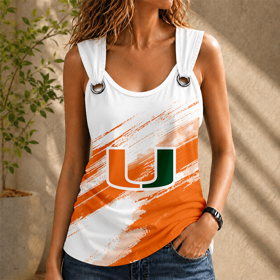 [FAN FAVORITE] NEW CUSTOMIZED NCAA FBS17 MIH MIAMI HURRICANES O-RING SHOULDER TANK TOP