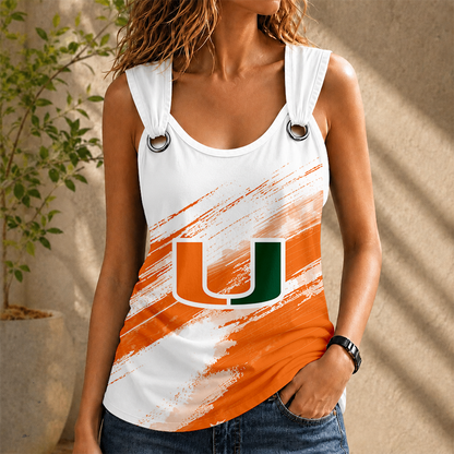 [FAN FAVORITE] NEW CUSTOMIZED NCAA FBS17 MIH MIAMI HURRICANES O-RING SHOULDER TANK TOP