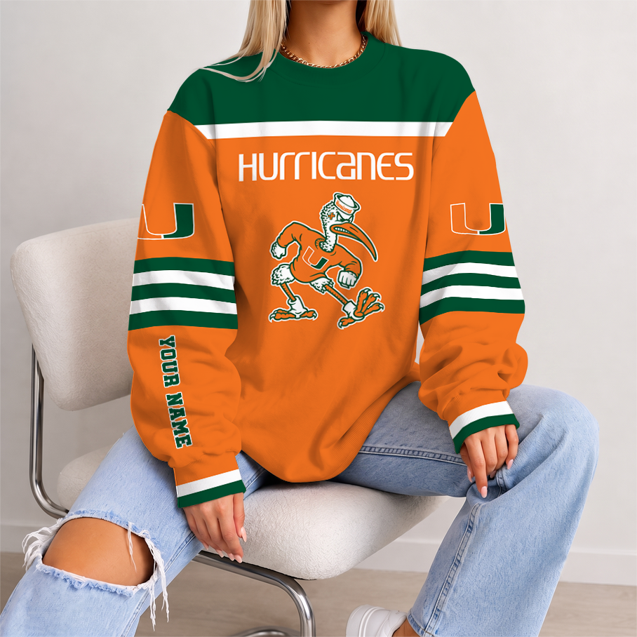 [FAN FAVORITE] NEW CUSTOMIZED NCAA FBS17 MIH MIAMI HURRICANES UNISEX SWEATSHIRT