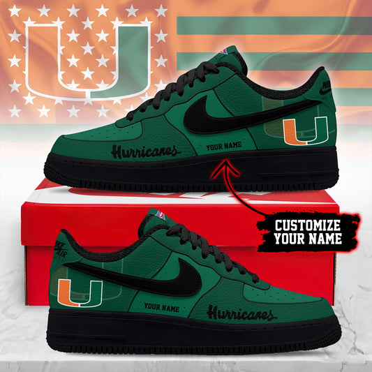 ELITE EDITION - NEW CUSTOMIZED NCAA FBS17 MIH MIAMI HURRICANES AF1 SHOES