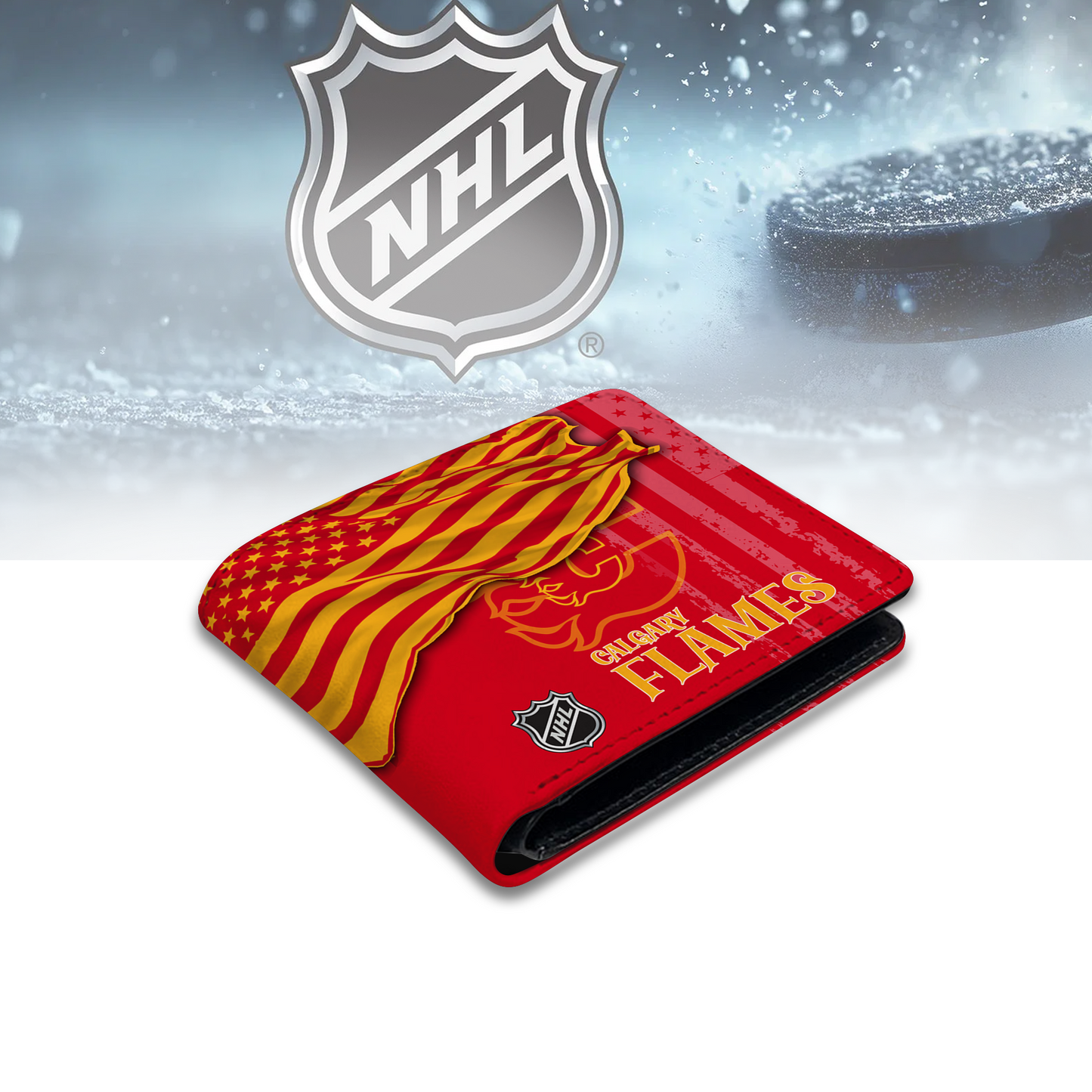 [SUPER SALE ] NEW CUSTOMIZED NHL17 CGF CALGARY FLAMES LEATHER WALLET