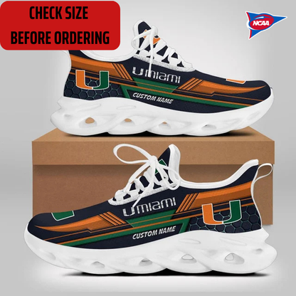 ELITE EDITION - NEW CUSTOMIZED NCAA FBS17 MIH MIAMI HURRICANES CLUNKY SNEAKERS