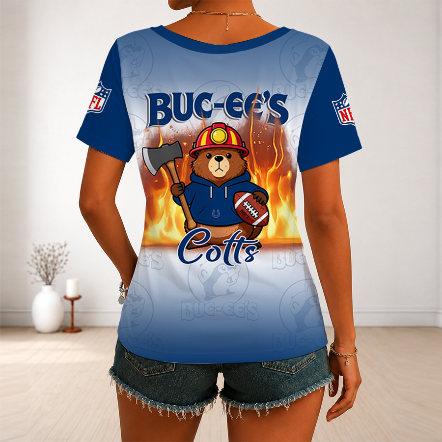 [SPECIAL OFFER] NEW CUSTOMIZED NFL17 IDC INDIANAPOLIS COLTS BUC-EE'S V-NECK FEMALE SHIRT