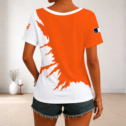 [FLASH SALE] NEW CUSTOMIZED MLB17 NYM NEW YORK METS V-NECK FEMALE SHIRT