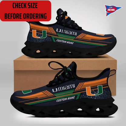 ELITE EDITION - NEW CUSTOMIZED NCAA FBS17 MIH MIAMI HURRICANES CLUNKY SNEAKERS