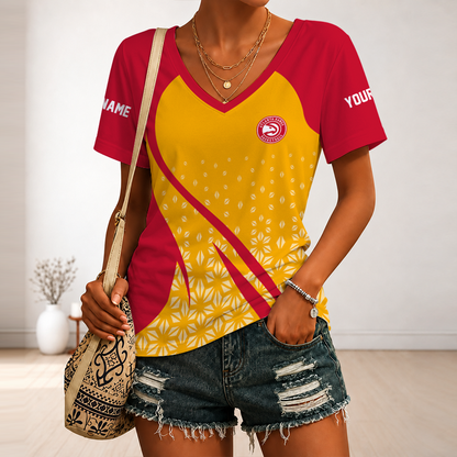 [HOT DEAL] NEW CUSTOMIZED NBA17 AHA ATLANTA HAWKS V-NECK FEMALE SHIRT