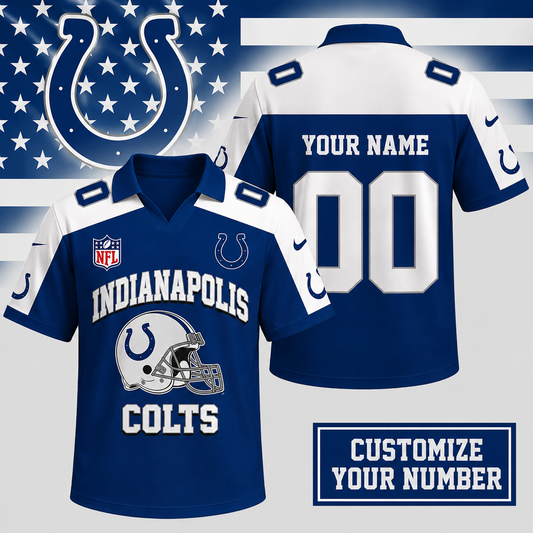 ELITE EDITION - NEW CUSTOMIZED NFL17 IDC INDIANAPOLIS COLTS POLO SHIRT